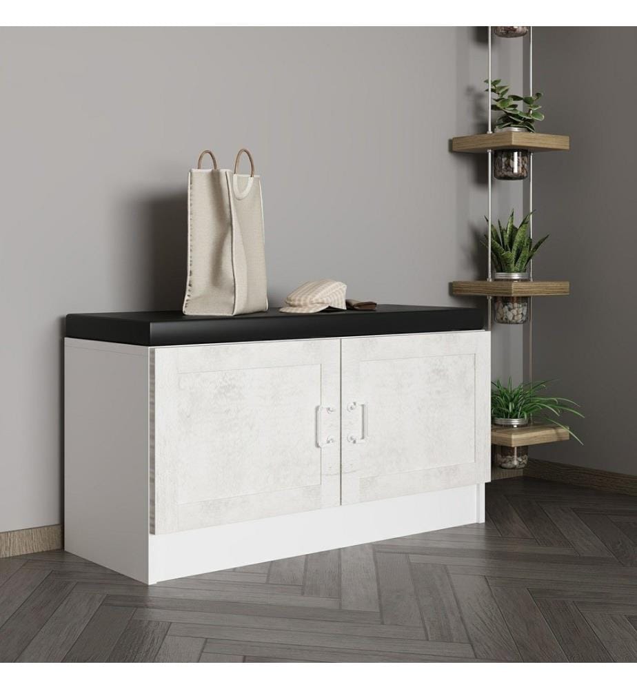 Hall Stand, Blanc, Panneau de particules mélaminé Epaisseur : 18 Mm