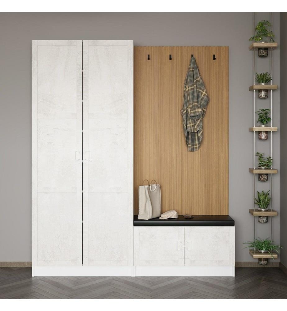 Hall Stand, Blanc, Panneau de particules mélaminé