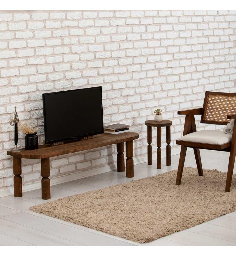 Meuble TV, noyer, bois massif