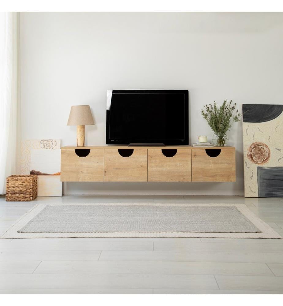 Meuble TV, chêne, châssis : Panneau de particules mélaminé