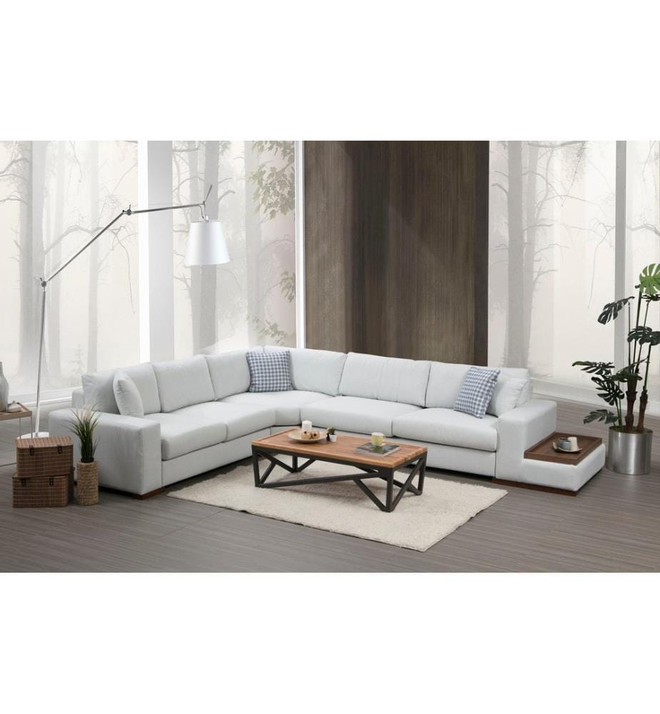 Corner Sofa, Beige, Beech Wood / Chipboard Frame, Polyester Fabric