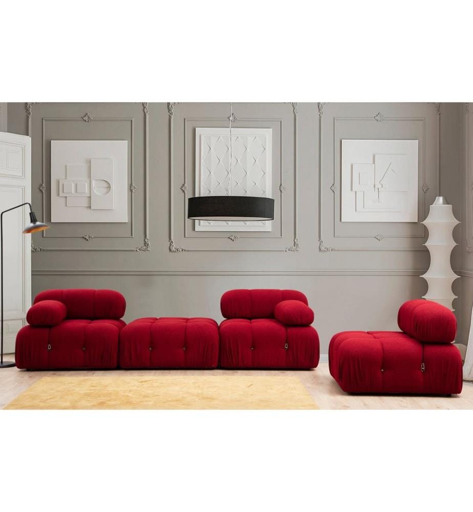 Rot, Sitzhocker, Buchenholz Rahmen , Spanplatte