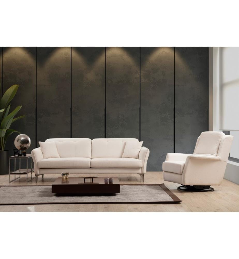 Weiss, Gestell: Buchenholz / Chipboard, Stoff: 100% Polyester, 3-Sitzer Sofa