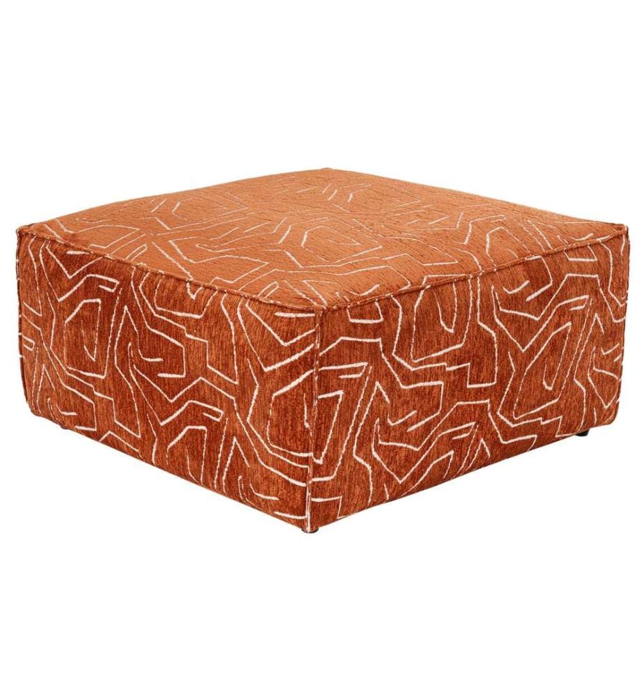 Pouf, orange, structure : 100% Charme, tissu : 100% Linen