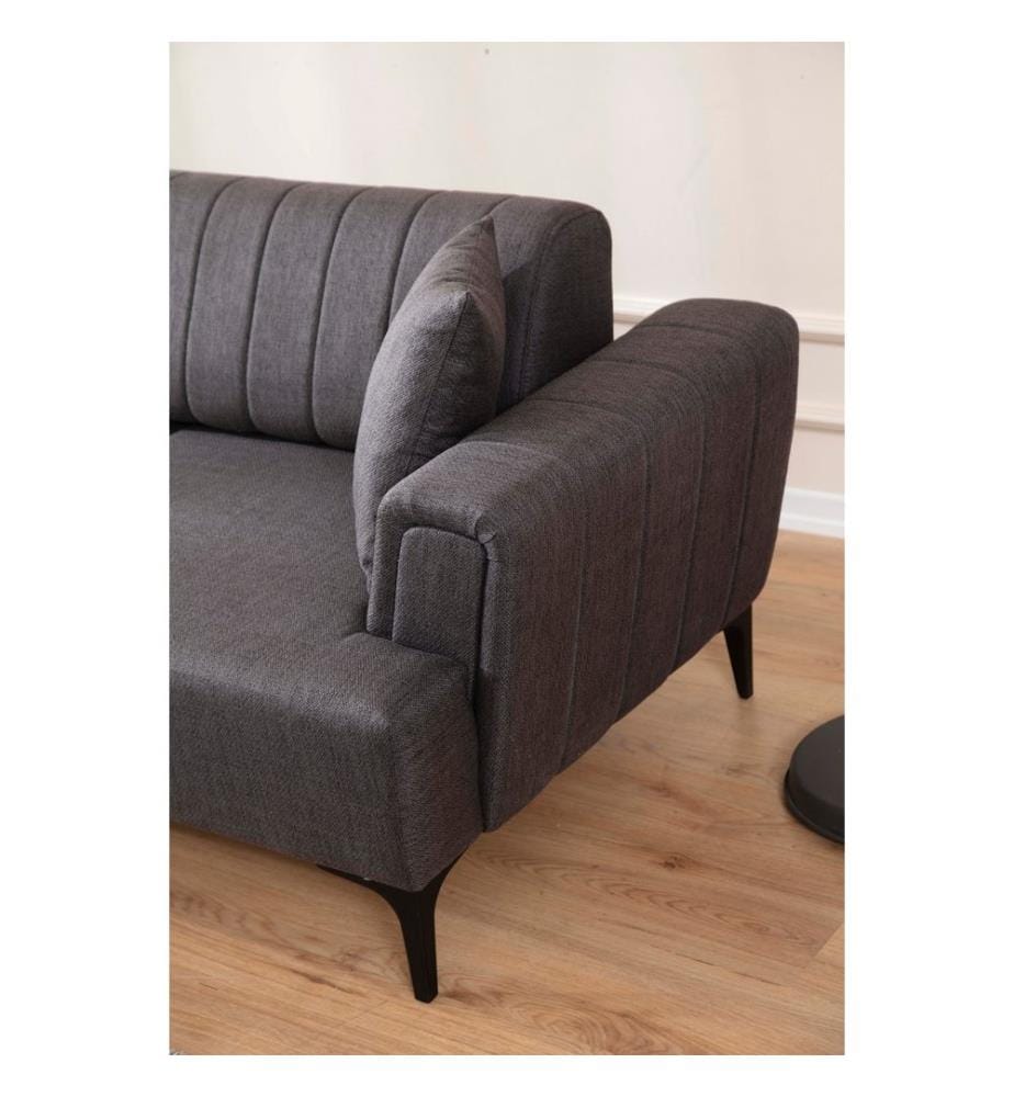 Ecksofa-Bett, Dunkelgrau, Gestell: Buchenholz / Chipboard, Stoff: 100% Polyester