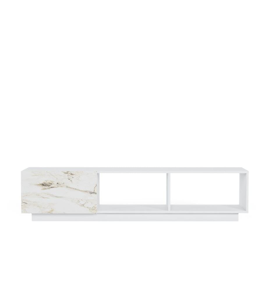 Bianco, Armadi Tv, 41.4X180X37 cm, Piastra Di Particelle Con Rivestimento Melamina