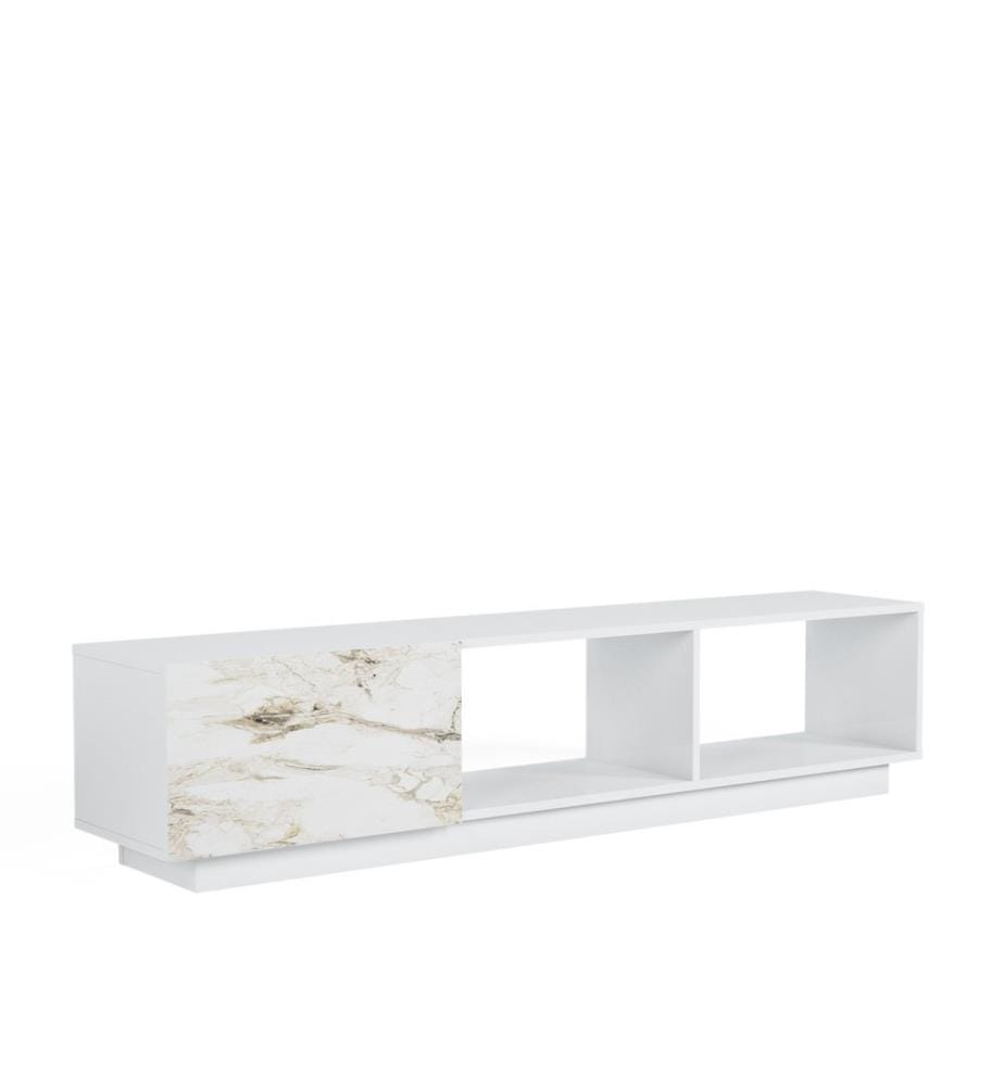 Bianco, Armadi Tv, 41.4X180X37 cm, Piastra Di Particelle Con Rivestimento Melamina