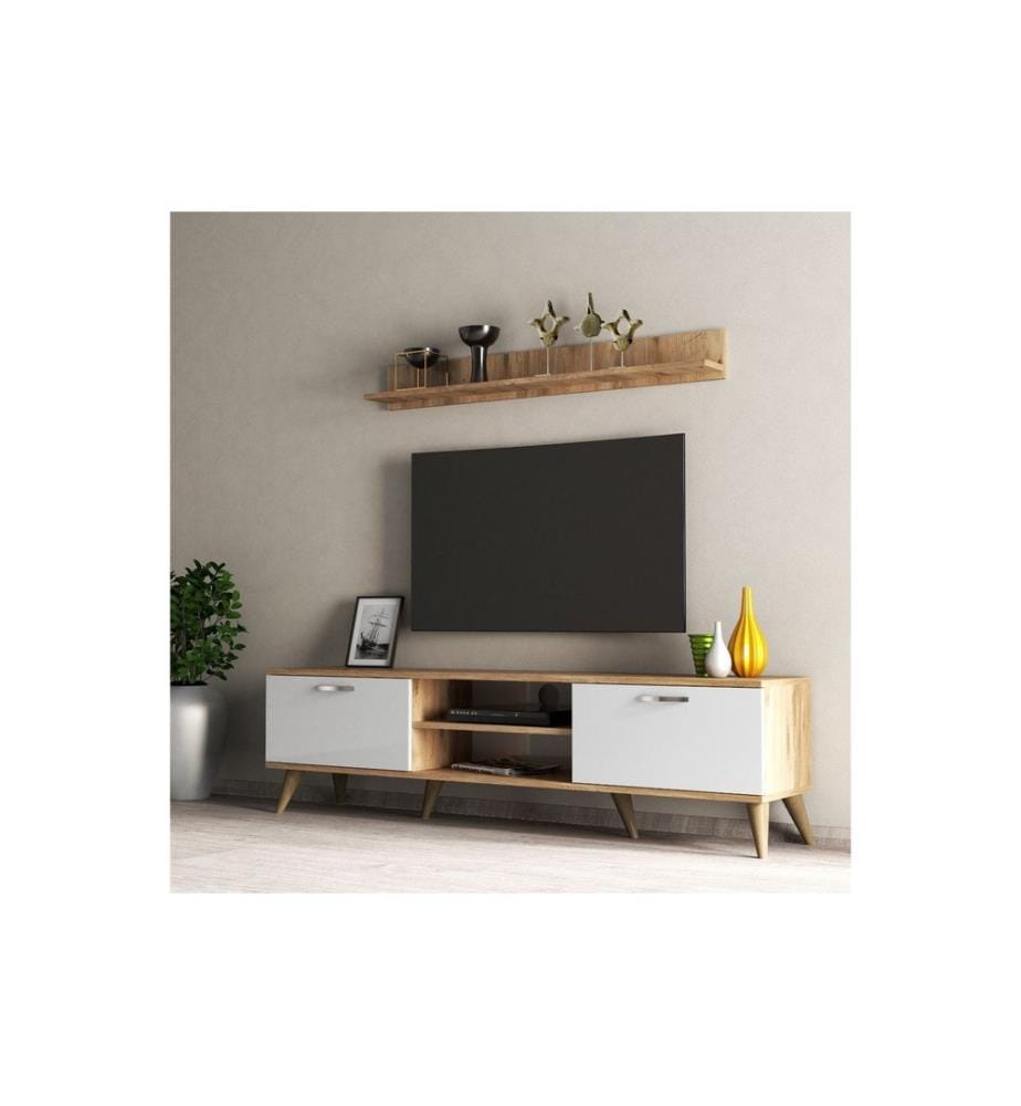 TV Unit, WhiteAtlantic Pine, Melamine Coated Particle Board