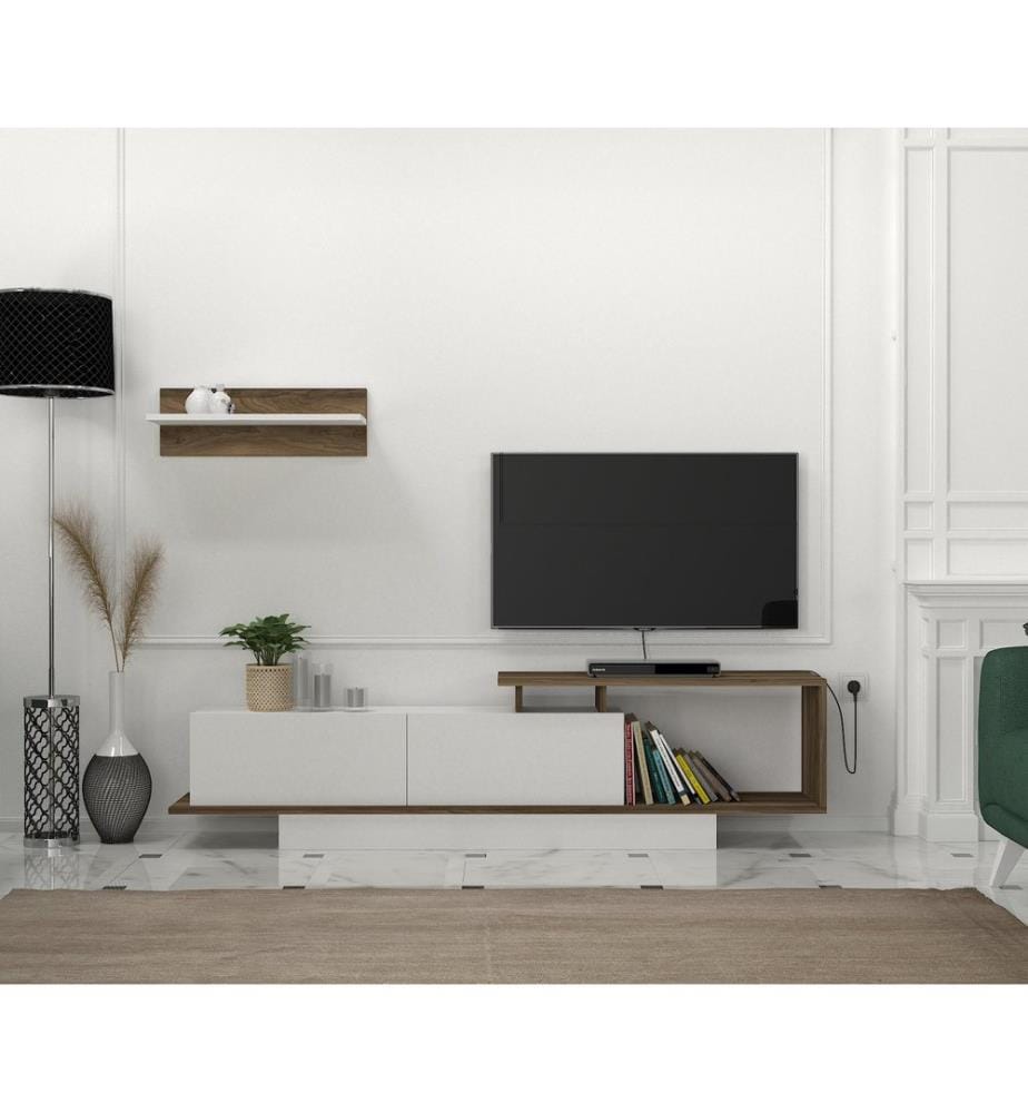 TV Unit, WhiteWalnut, Melamine Coated Particle Board