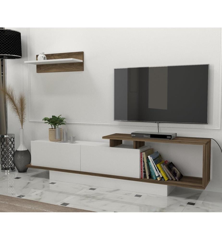 TV Unit, WhiteWalnut, Melamine Coated Particle Board