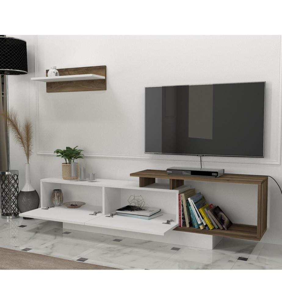 TV Unit, WhiteWalnut, Melamine Coated Particle Board