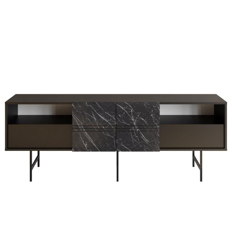 Nero, Armadi Tv, 64.7X180X37,1 cm, Piastra Di Particelle Con Rivestimento