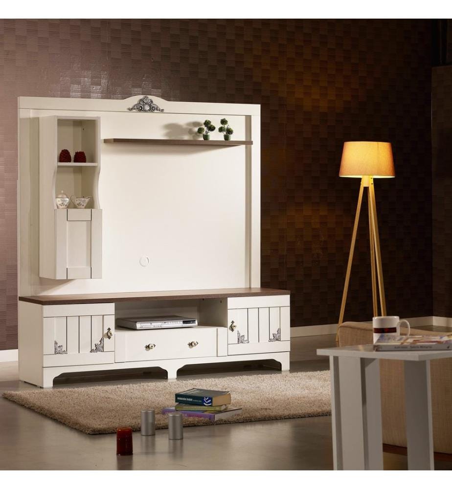 Bianco, Marrone, Armadi Tv, 182X170X45 cm, Piastra Di Particelle Rivestita Con Melamina