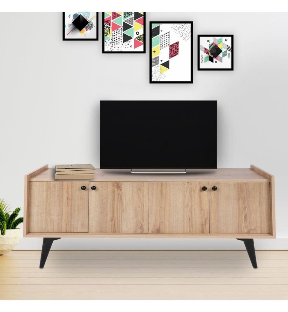 Color Quercia, Armadi Tv, Piastra Di Particelle Rivestite Con Melamina 40X150X62, Piastra A Base Di Melamina