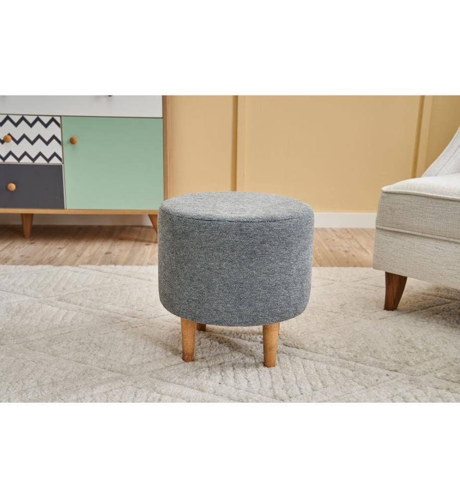 Hocker, grau, Rahmen: 100 % HOLZ, Stoff: 100 % POLYESTER & BAUMWOLLE