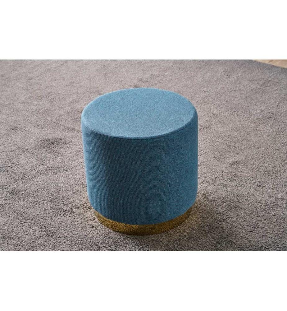 Hocker, Blau, Gestell: HOLZ, Bezug: 50 % BAUMWOLLE / 50 % POLYESTER, Metallbeine