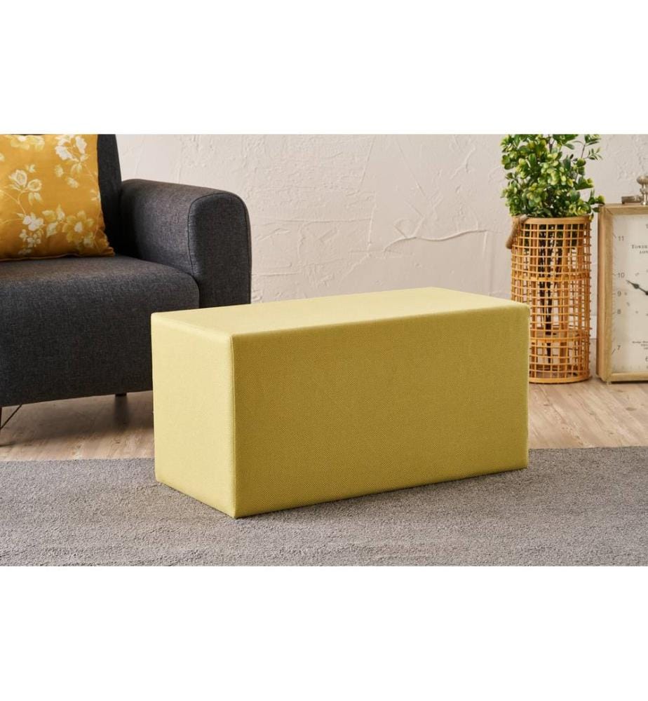 Pouf, Giallo, Struttura: LEGNO, Tessuto: 50% COTONE / 50% POLIESTERE