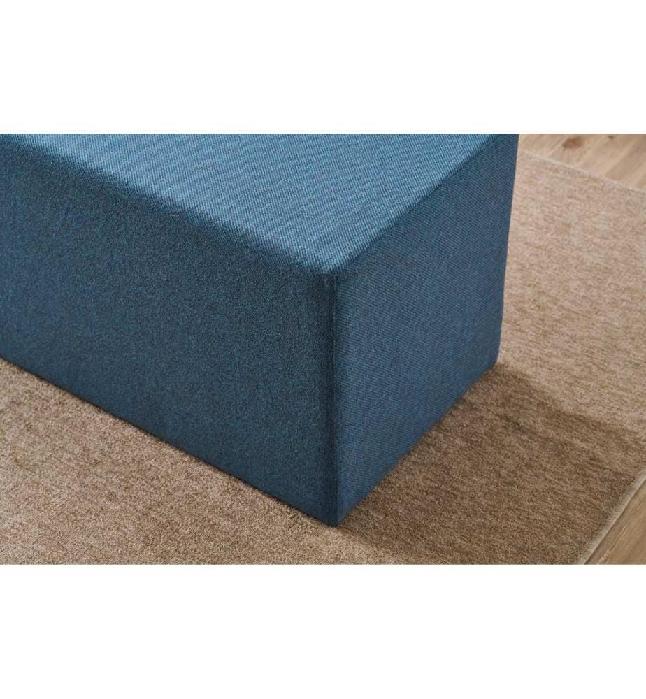 Pouf, bleu, structure : BOIS, tissu : 50 % COTON / 50 % POLYESTER