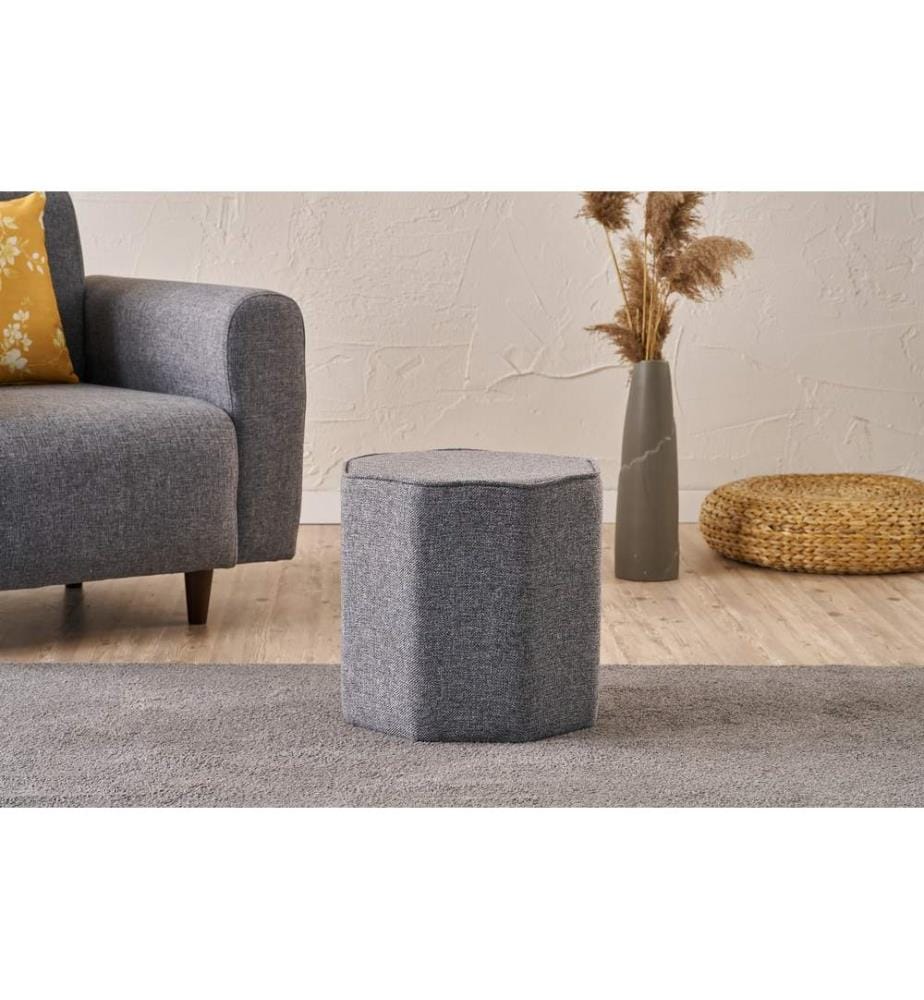 Hocker, anthrazit, Gestell: HOLZ, Bezug: 50 % BAUMWOLLE / 50 % POLYESTER