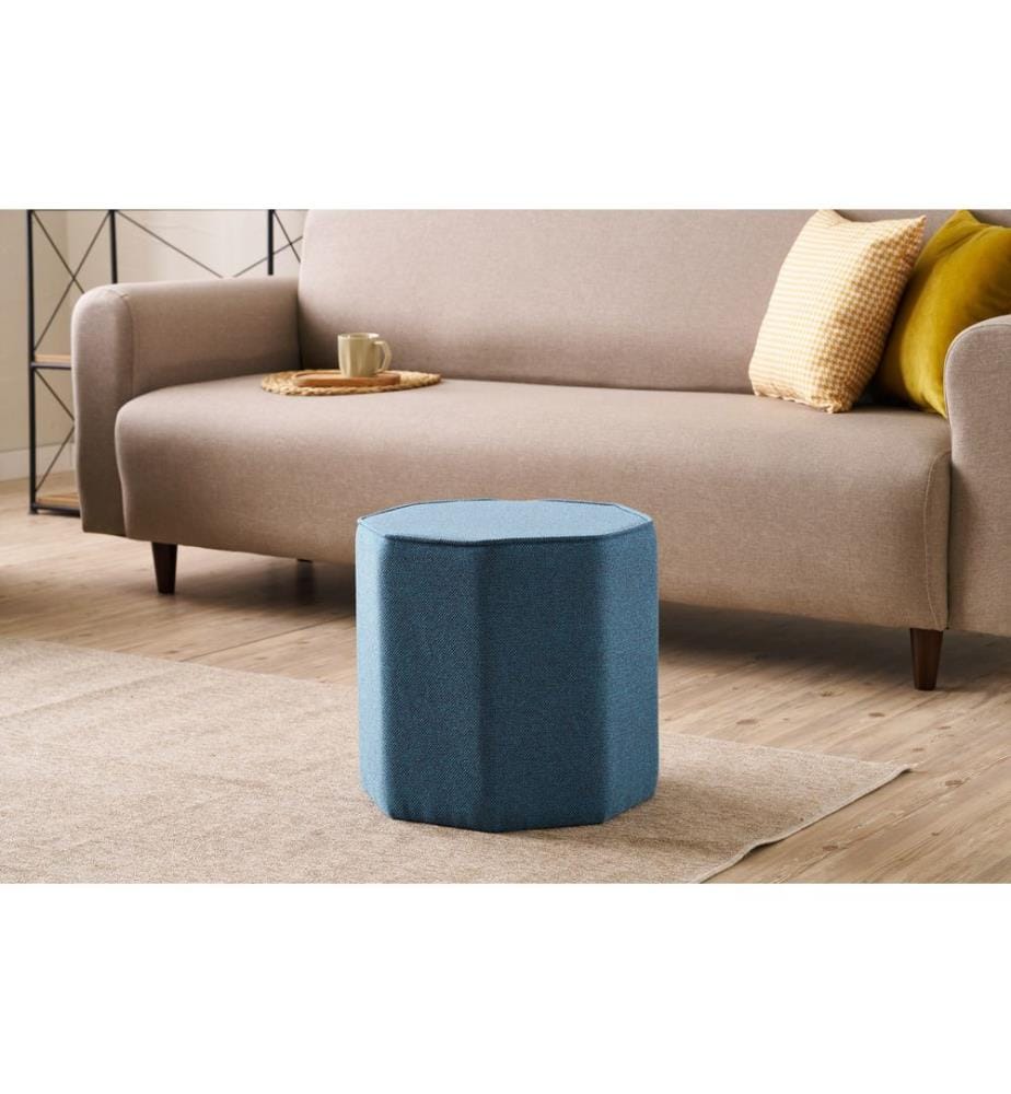 Pouf, Blu, Struttura: LEGNO, Tessuto: 50% COTONE / 50% POLIESTERE