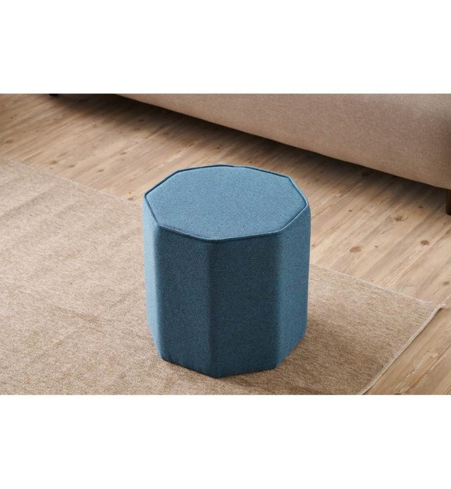 Pouf, Blu, Struttura: LEGNO, Tessuto: 50% COTONE / 50% POLIESTERE