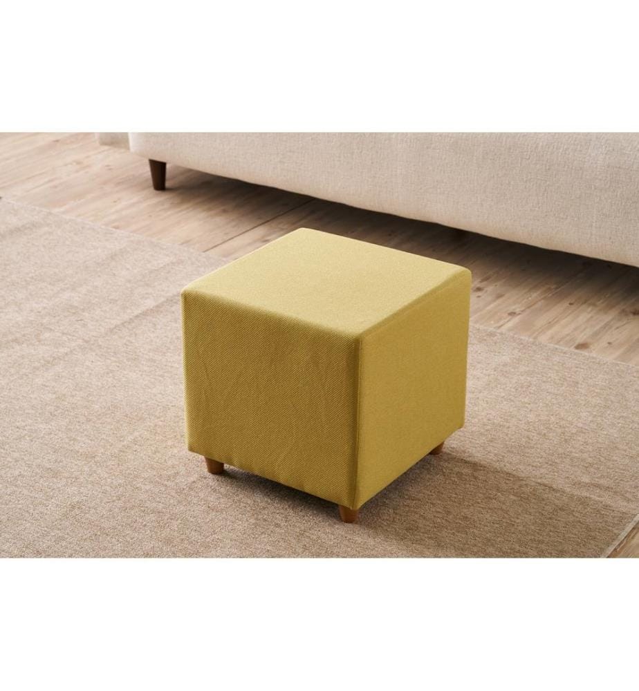 Pouf, Giallo, Struttura: LEGNO, Tessuto: 50% COTONE / 50% POLIESTERE