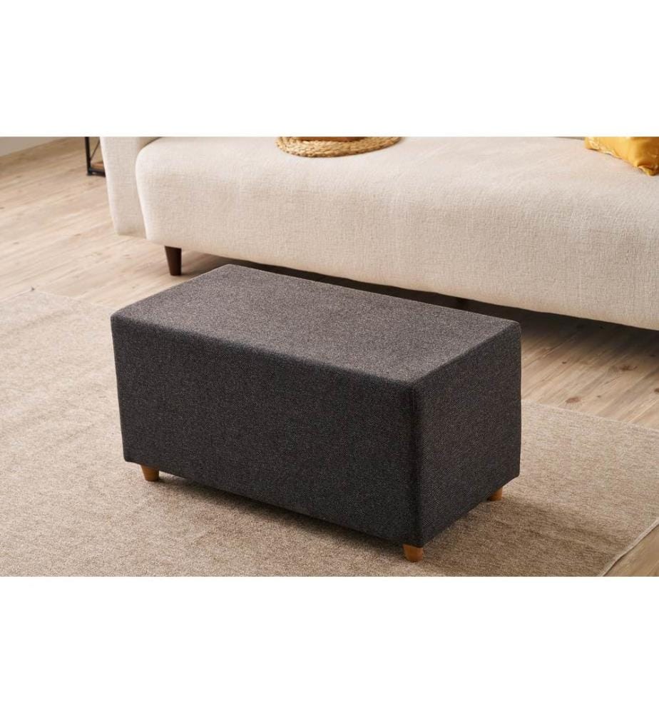 Hocker, rauchfarben, Gestell: HOLZ, Bezug: 50 % BAUMWOLLE / 50 % POLYESTER