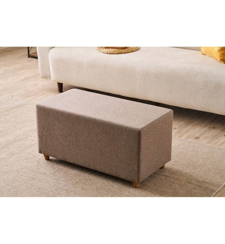 Hocker, braun, Rahmen: HOLZ, Bezug: 50 % BAUMWOLLE / 50 % POLYESTER