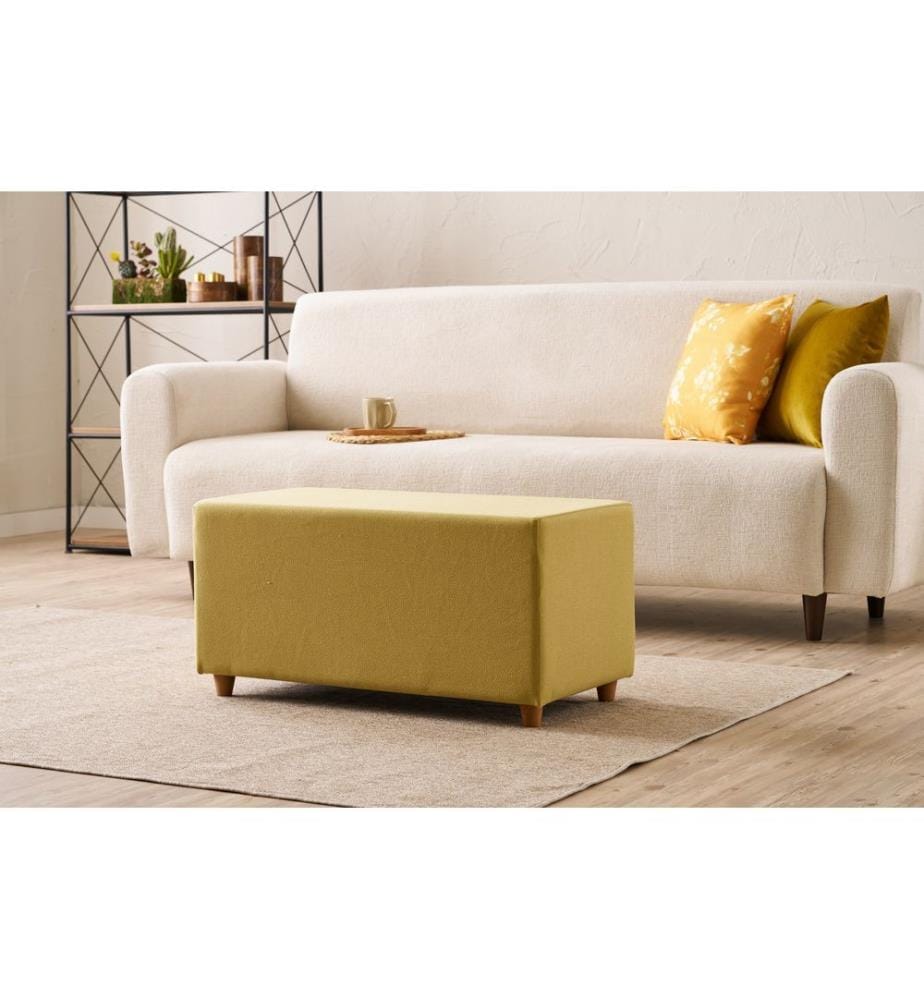 Pouf, Giallo, Struttura: LEGNO, Tessuto: 50% COTONE / 50% POLIESTERE