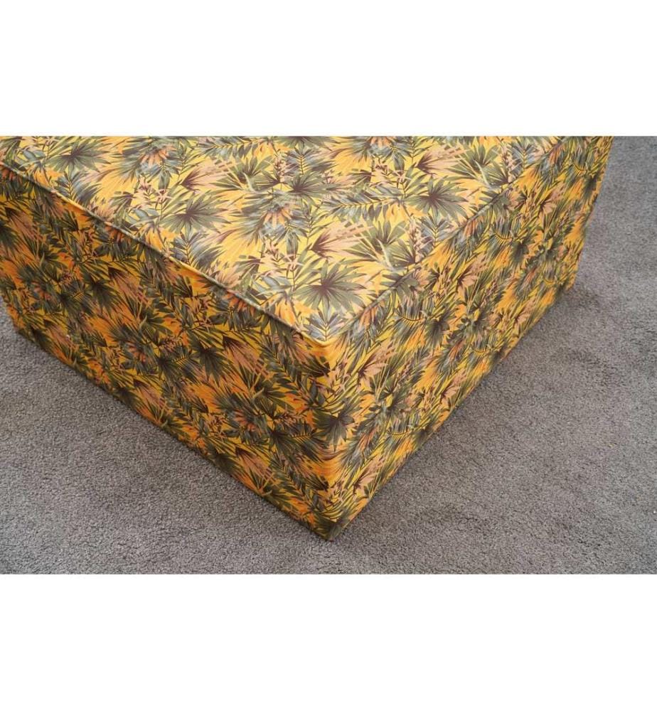 Pouf, jaune, structure : BOIS, tissu : 50 % COTON / 50 % POLYESTER