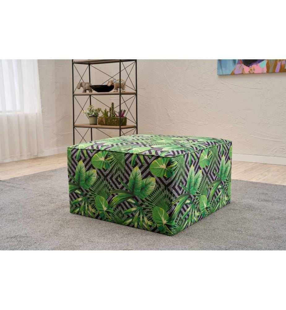 Hocker, grün, Rahmen: HOLZ, Bezug: 50 % BAUMWOLLE / 50 % POLYESTER