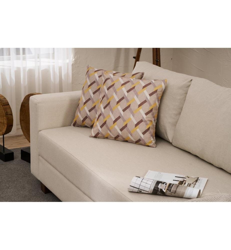 Divano letto 3 posti, crema, struttura: LEGNO / MDF / AGGREGATO, tessuto: 100% POLIESTERE, gambe in plastica