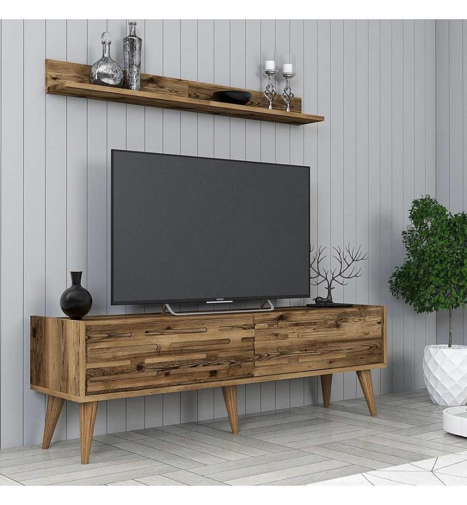 TV Unit, Walnut, Melamine Coated Particle Board