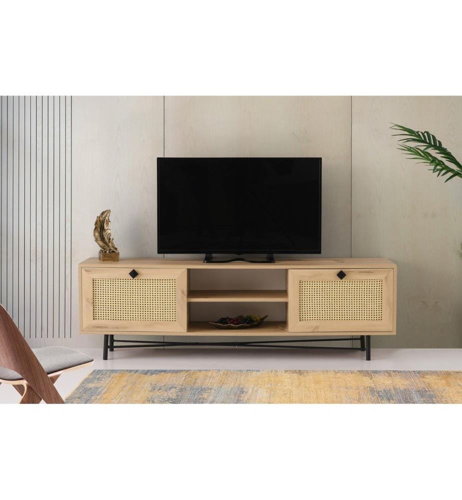 Color Quercia, Nero, Armadi Tv, 60X180X40 cm, Piastra Di Particelle Rivestita Di Melamina