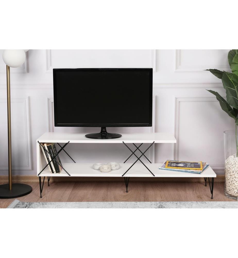 TV Stand, White, Melamine Coated Particle Board