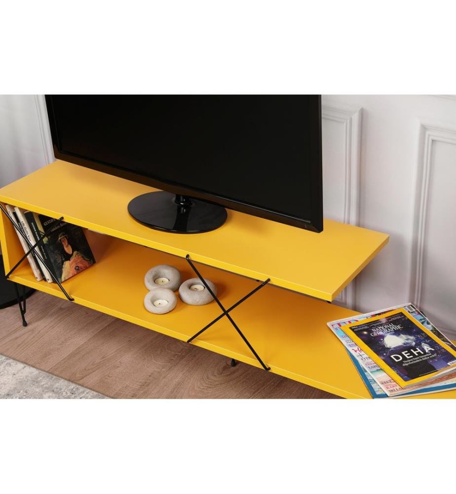 Giallo, Armadi Tv, 40X120X30 cm, Piastra Di Particelle Rivestite Con Melamina