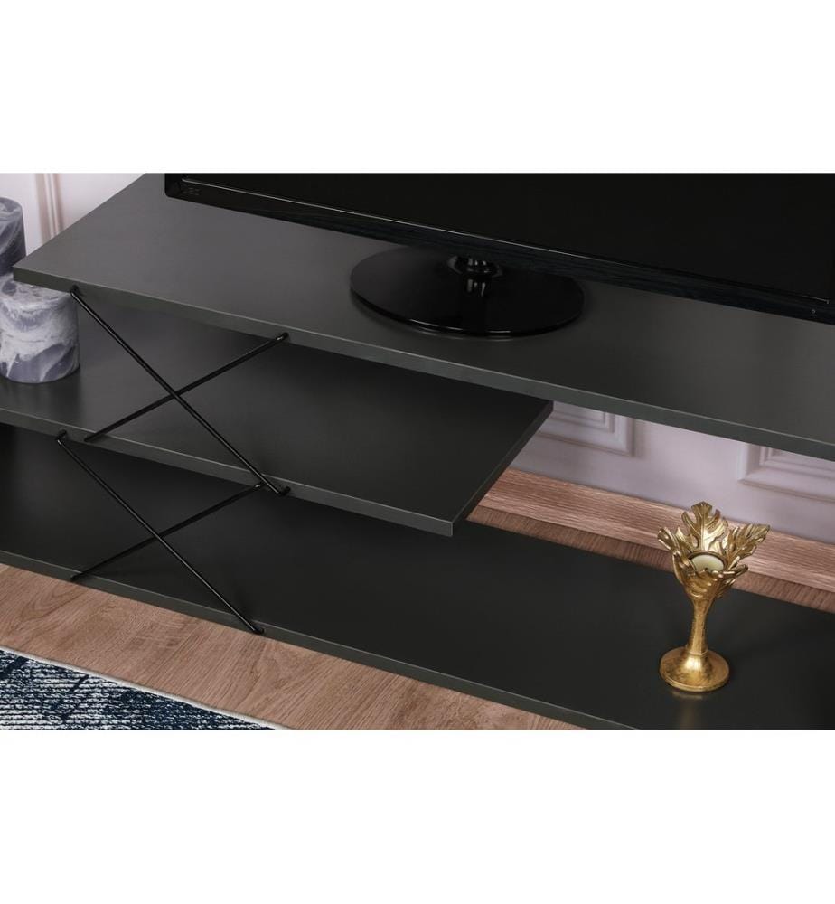 Anthracite, Armoires De Télévision, 40X120X30 cm, Plaque De Particules Enrobée De Mélamine