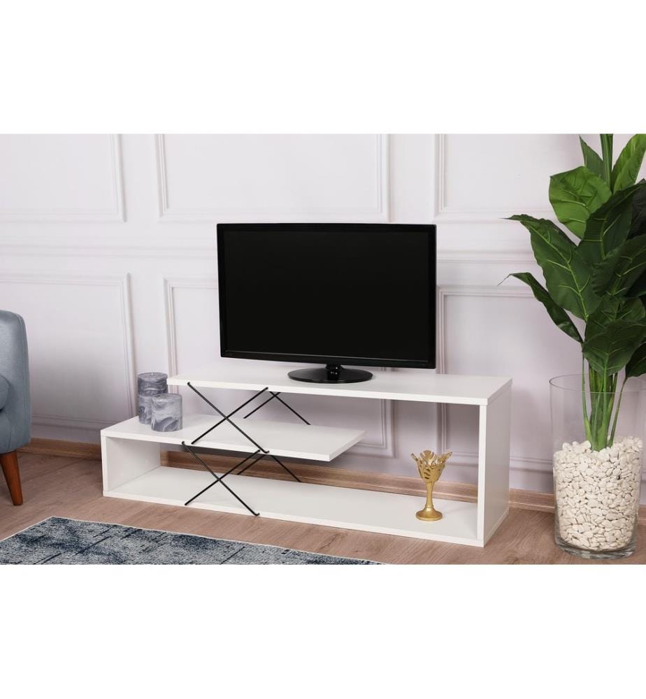 Weiss, Tv Schränke, 40X120X30 cm, Melaminbeschichtete Partikelplatte