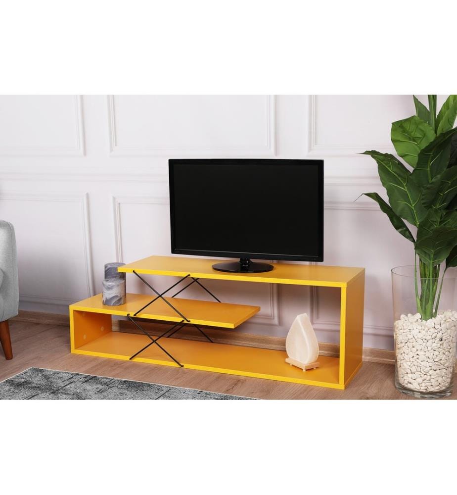 Giallo, Armadi Tv, 40X120X30 cm, Piastra Di Particelle Con Rivestimento A Melamina