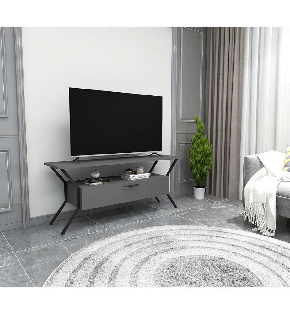Antracite, Armadi Tv, 54X124X35 cm, Piastra Di Particelle Con Rivestimento Melamina