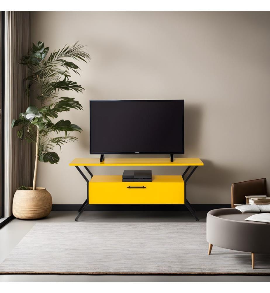 TV Stand, YellowBlack, Melamine Coated Particle Board