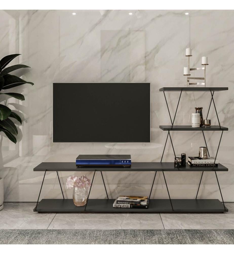 Antracite, Armadi Tv, 93X150X30 cm, Piastra Di Particelle Con Rivestimento Melamina