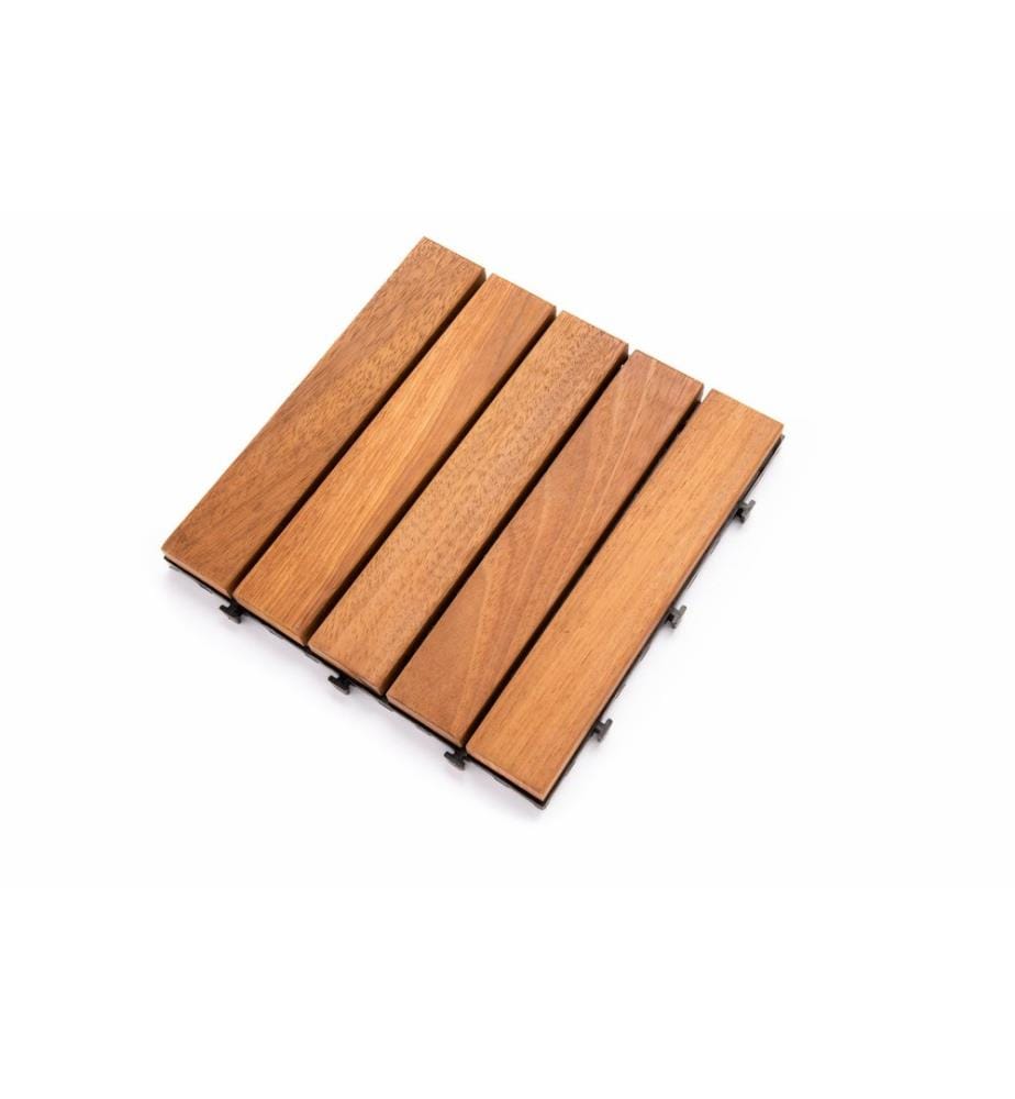 Terrassenfliesenset, 10 Stück, Braun, 100% Iroko Holz