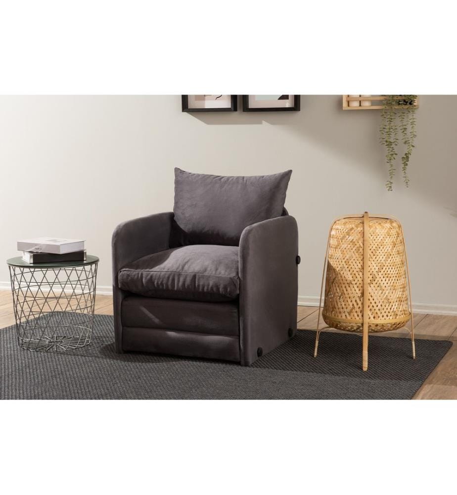 grau, Rahmen: 100 % METALL, Stoff: 100 % POLYESTER, Metallbeine, 1-Sitzer-Schlafsofa