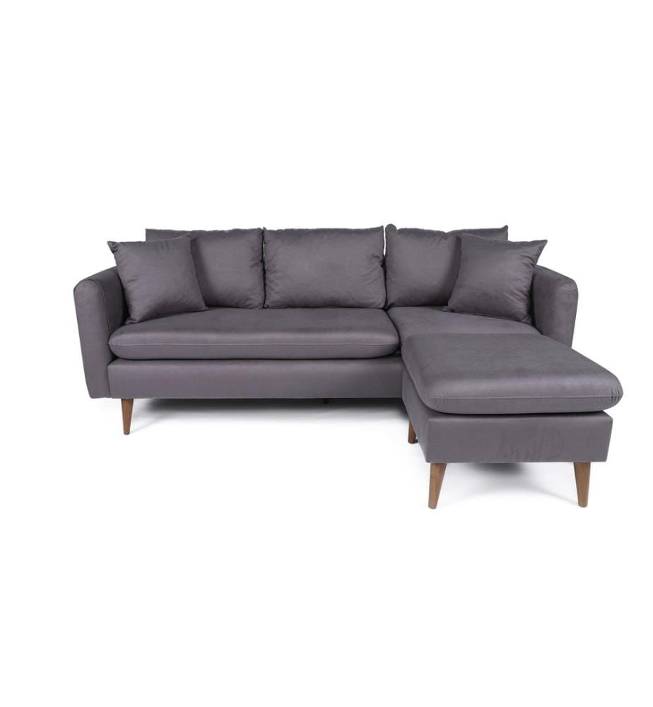 Corner Sofa, Anthracite, Pine Wood Frame, Knit Fabric Fabric