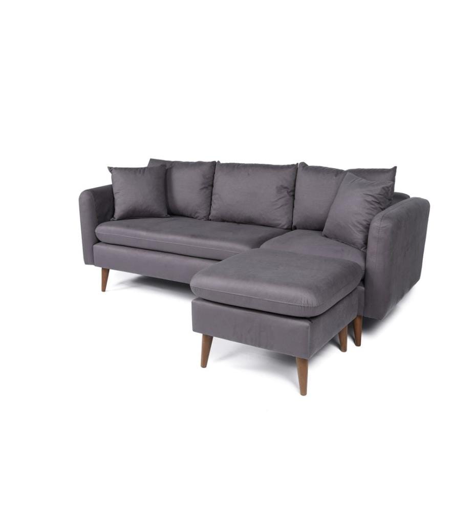 Corner Sofa, Anthracite, Pine Wood Frame, Knit Fabric Fabric