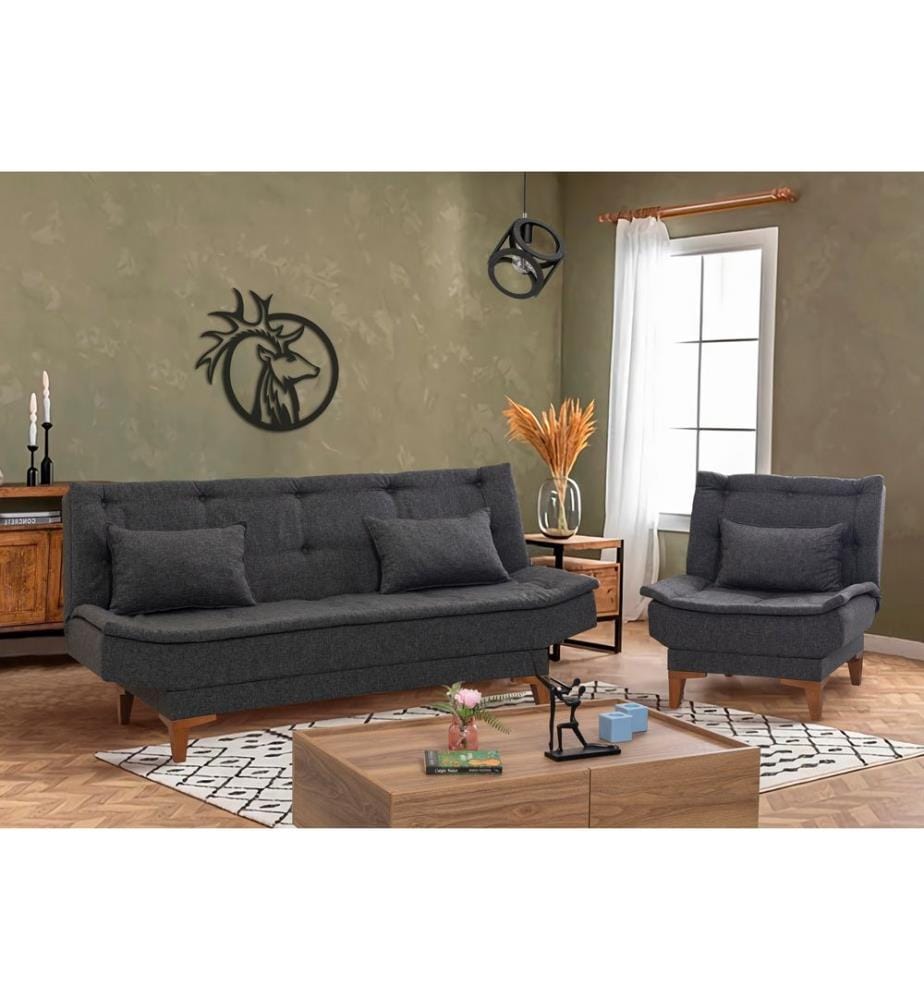 Antracite, Divano Letto, Legno Telaio Di Faggio
