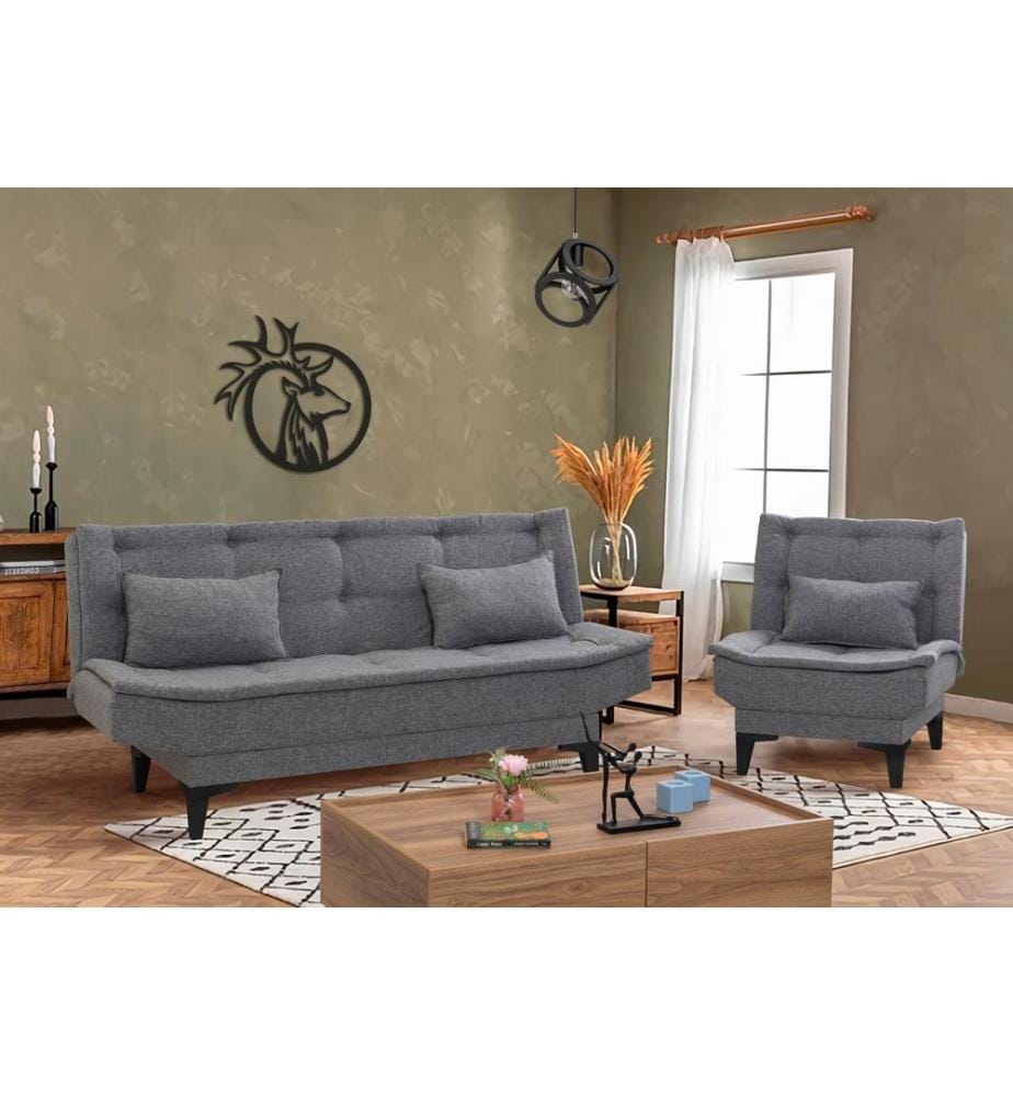 Sofa Bett Set, Dunkelgrau, Hornbeam Rahmen