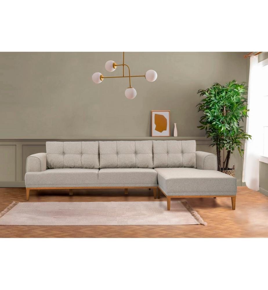 Corner Sofa, Cream , Atlantic Pine, Frame: Hornbeam & Fir Tree, Fabric: 100% Polyester