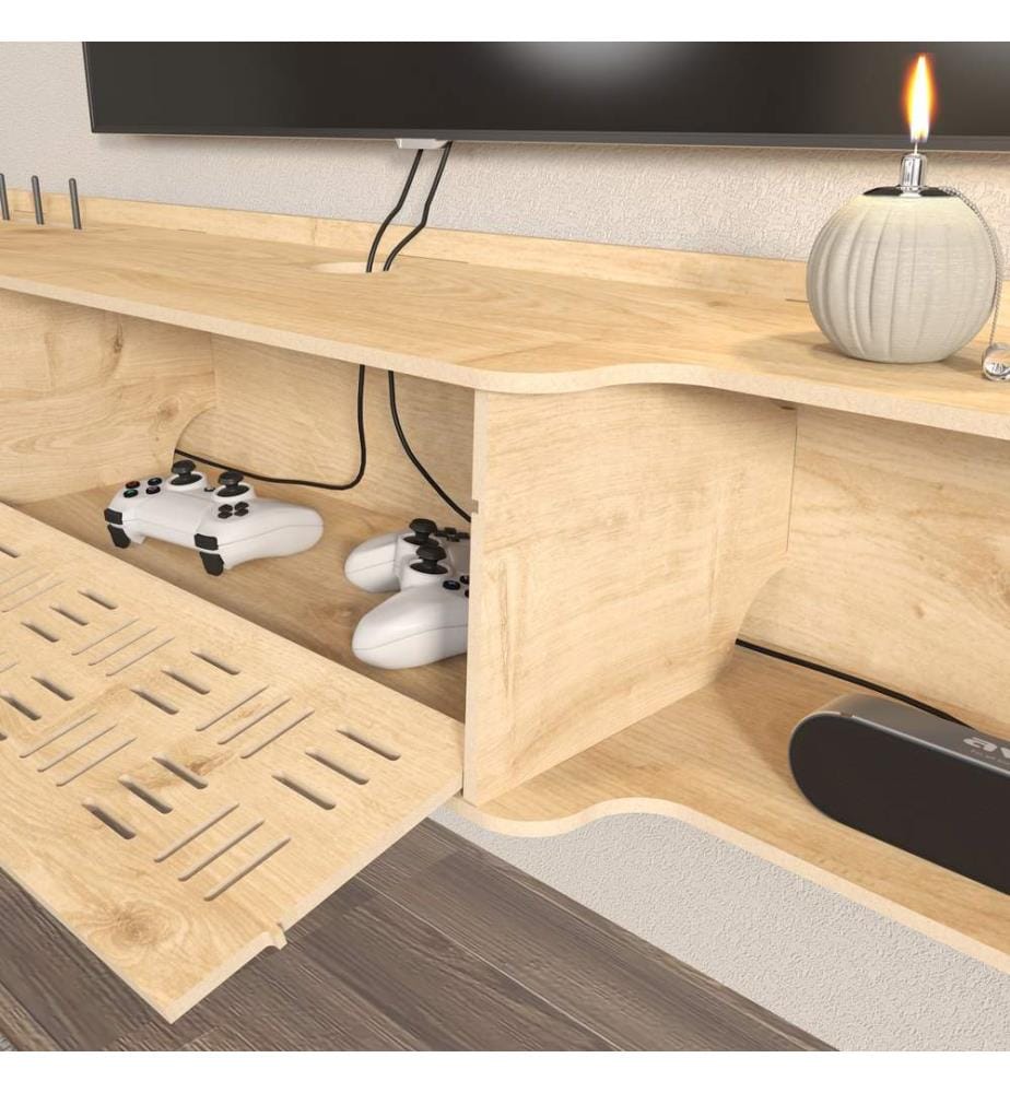 Meuble TV, chêne, panneau de particules mélaminé